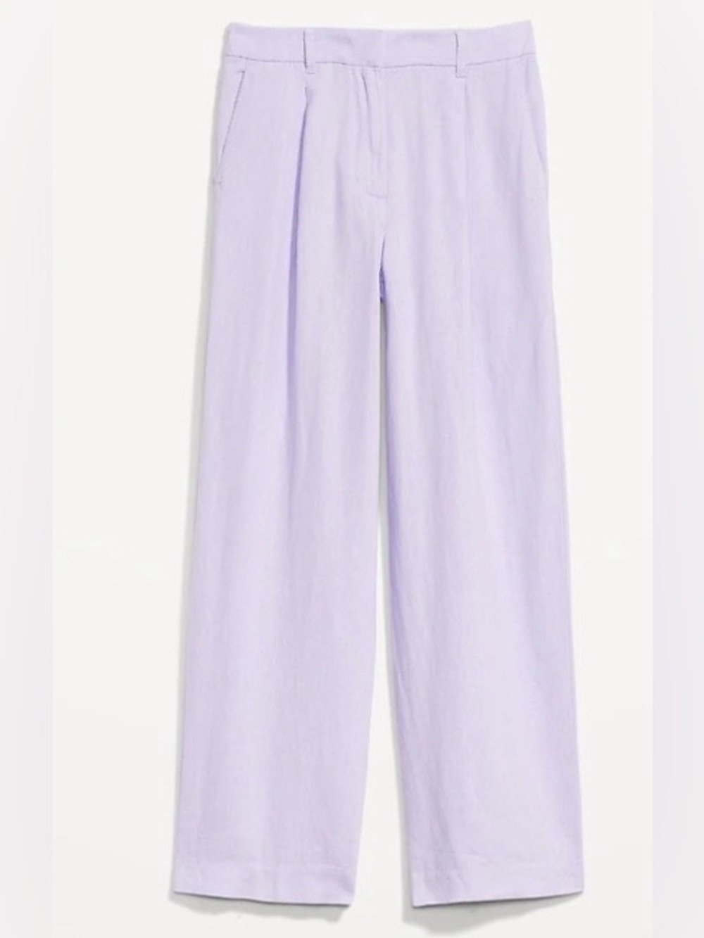 LILAC PURPLE 55%LINEN/45% RAYON HIGH WAISTED WIDE LEG LOOSE FIT EFFORTLESS PANT - Picture 4 of 4